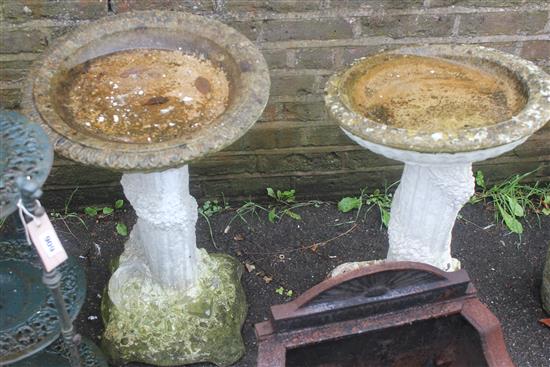 Pair of stone bird baths